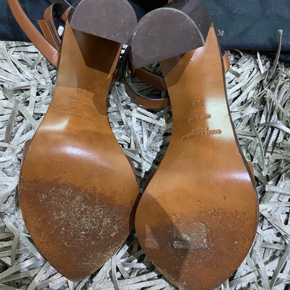 SAINT LAURENT TANGER WOOD & LEATHER SANDAL - Picture 11 of 12